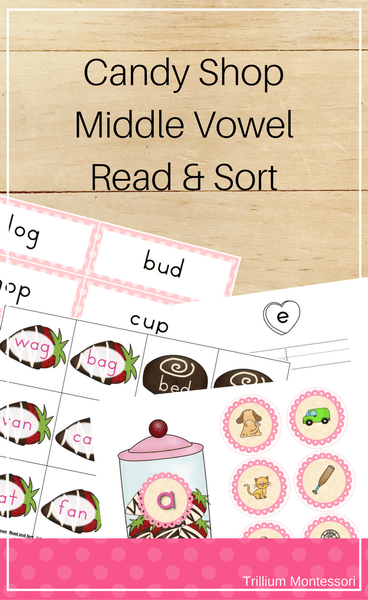 Candy Shop Middle Vowel Read and Sort - Trillium Montessori