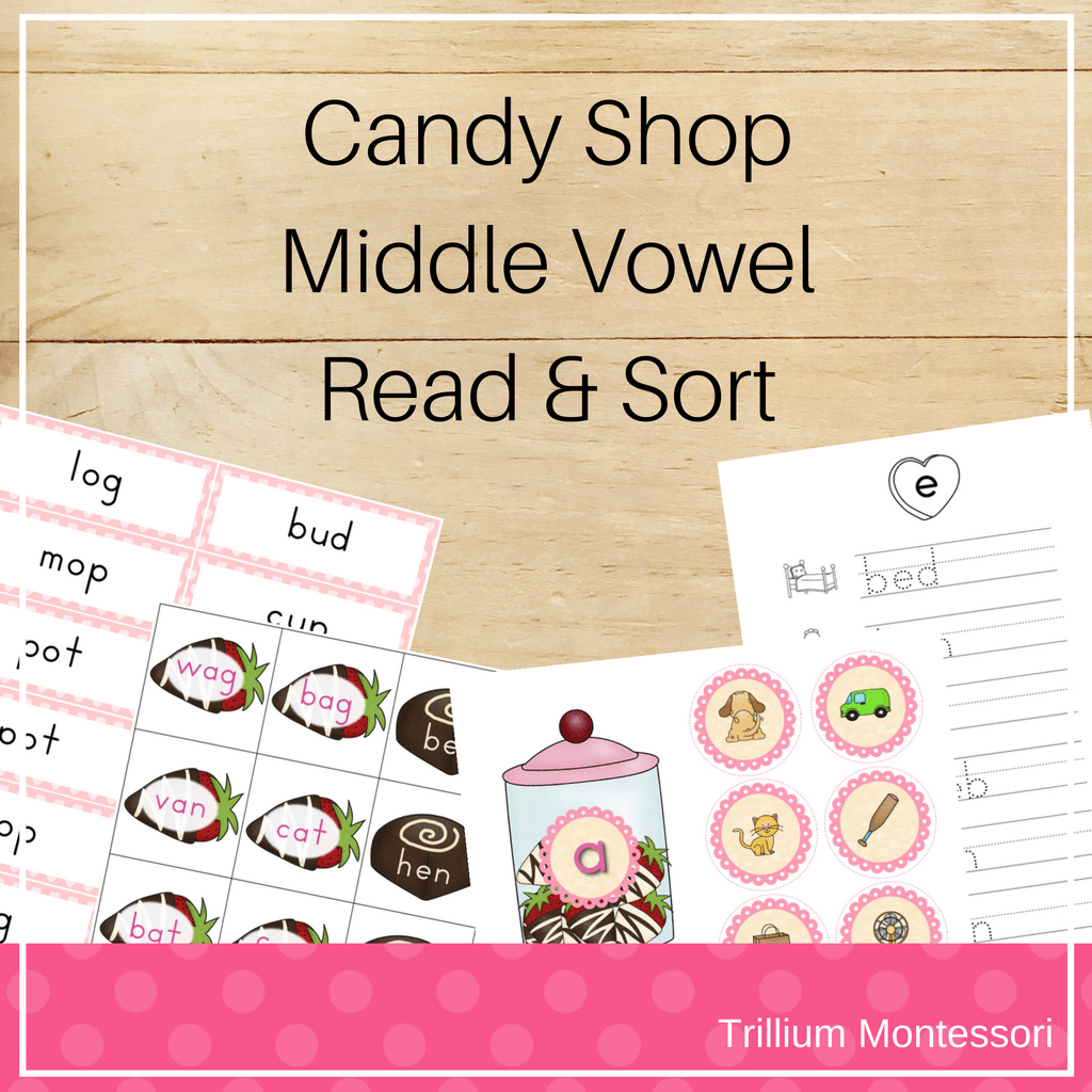 Candy Shop Middle Vowel Read and Sort - Trillium Montessori