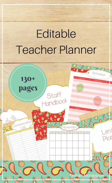 Editable Teacher Binder: Stitched Paisley - Trillium Montessori