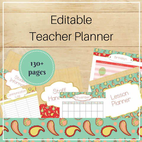 Editable Teacher Binder: Stitched Paisley - Trillium Montessori