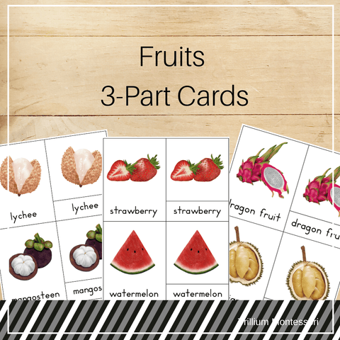 Fruits 3-Part Cards - Trillium Montessori