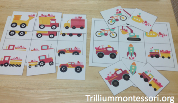Valentine Vehicles Preschool Pack - Trillium Montessori