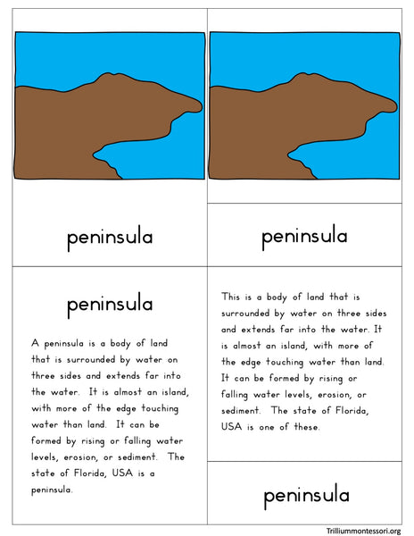Land and Water Forms Nomenclature Cards