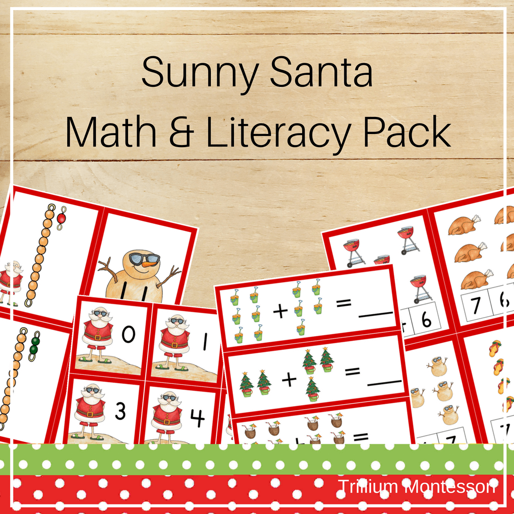 Sunny Santa Math and Literacy Pack - Trillium Montessori