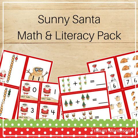 Sunny Santa Math and Literacy Pack - Trillium Montessori