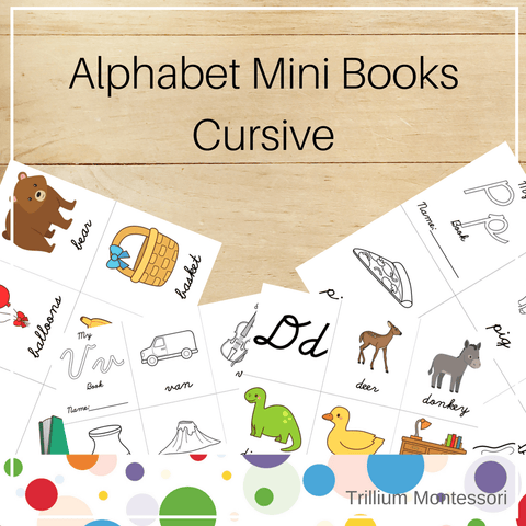 Mini Alphabet Books- Cursive - Trillium Montessori