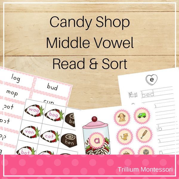 Candy Shop Middle Vowel Read and Sort - Trillium Montessori