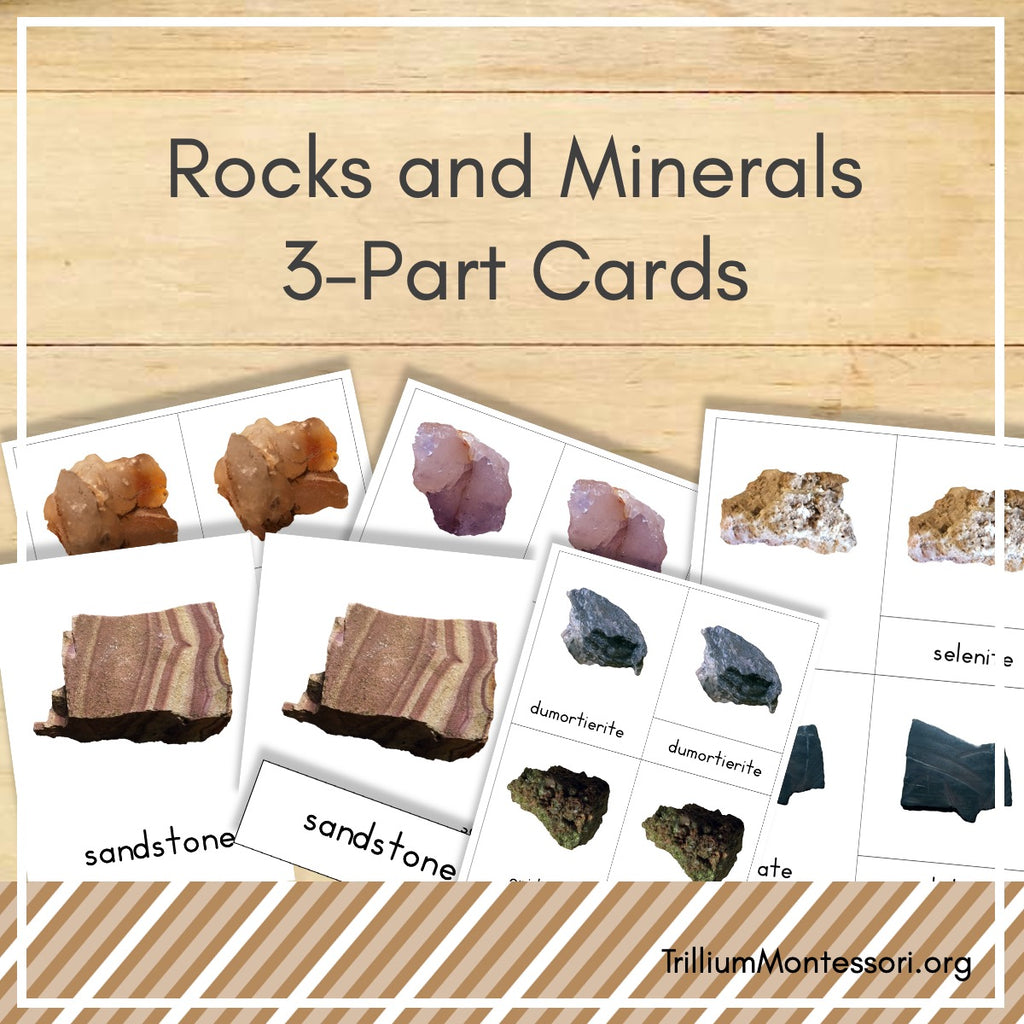 Science Study Cards Rocks Unit Rocks and Minerals 3-Part Cards – Trillium Montessori